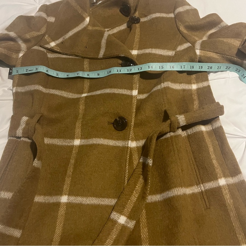 Ann Taylor Plaid Coat Tan Small - Picture 2 of 12